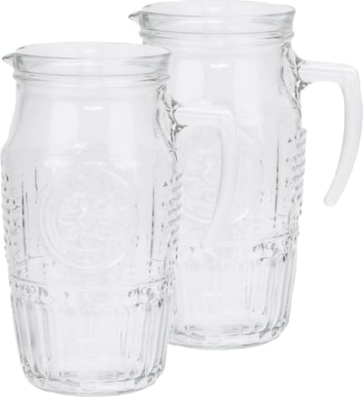 Bormioli Rocco schenkkan/waterkan - 2x stuks - Glas - zonder deksel - 1,8 liter - Sapkannen - waterkannen - schenkkannen