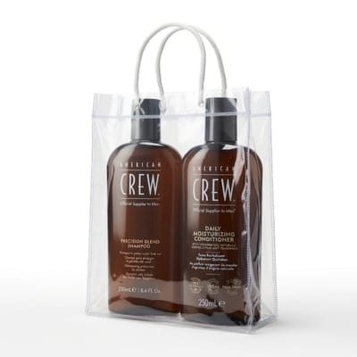 American Crew Shampoo & Conditioner Set – 2 x 250 ml – Haarverzorging voor Mannen – Inclusief Transparant Geschenktasje
