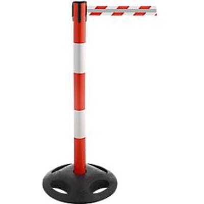 Afzetpaal RS-Guidesystems® GLA 25, rood-wit, rood-wit/reflecterende banden, uitschuifbaar tot 3,5 m, Ø 410 x H 1000 mm, rubber & kunststof, 1 stuk