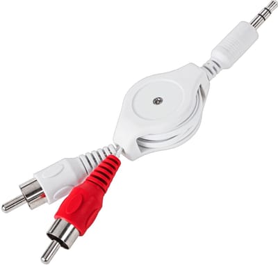 Orbit Electronic Audio Kabel - L/R (RCA) (m) naar 3.5mm Jack (m) - Intrekbaar - Wit