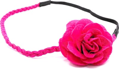 Festival/Ibiza bandje gevlochten roze met roos