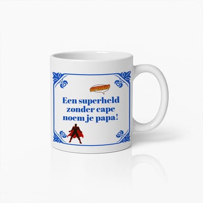 Superheld Papa Mok 330ml – “Een Superheld Zonder Cape Noem Je Papa” – Grappige Vaderdag Koffiebeker – Perfect Cadeau voor Papa