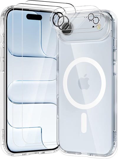 Schokbestendig Doorzichtig Hoesje | Geschikt voor: iPhone Air - Back Cover Transparant + 2x Tempered Glass Screen Protector + 2x Camera Protector | Compatibel met MagSafe