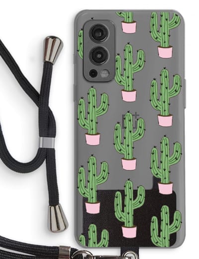 Case Company® - Hoesje met koord geschikt voor OnePlus Nord 2 5G hoesje met Koord - Cactus Lover - Telefoonhoesje met Zwart Koord - Bescherming aan alle Kanten en Over de Schermrand