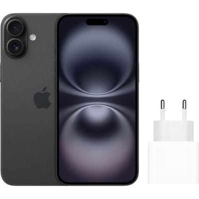 Apple iPhone 16 128GB Zwart + Apple Snellader