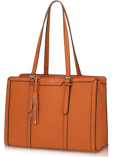 TAN.TOMI Dames Handtassen - Dames Tas Shopper met rits - Werktas - 15.6 inch Laptoptas - Schoudertas - Schooltas - Geschikt voor A4 - Bruin