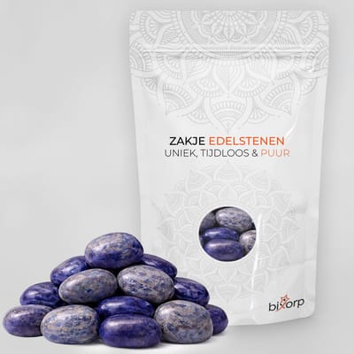 Bixorp Zak met Trommelstenen Lapis Lazuli - 200g - 100% Natuurlijke Lapis Lazuli Trommelsteen uit 000 - Edelsteen Knuffelsteen