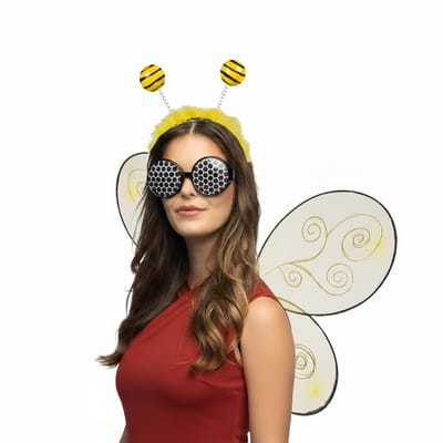 Boland Verkleed set bij - geel - volwassen - Carnavalskleding/accessoires