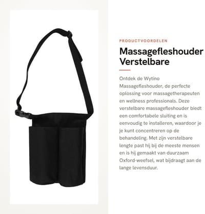 Dailygoods- Massagefleshouder Verstelbaar - Duurzaam Oxford-stof - 2 Zakken voor Flessen - Hygiënisch en Comfortabel - Eenvoudige Installatie - Praktisch voor Masseurs - Massagefles