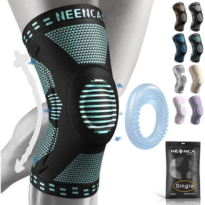 Neenca Koperen Kniebrace met Patella Gelkussentje Zijdelingse Stabilisatoren voor Pijnverlichting bij Kniepijn Sport Artritis ACL Gewrichtsondersteuning M