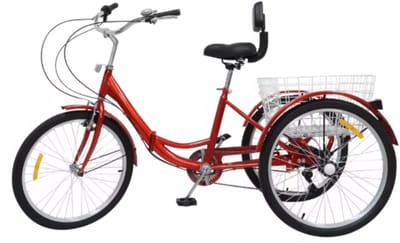 Driewieler Zyrell - Luco - 7 versnellingen - Fiets voor volwassenen en senioren - 24 Inch - Opvouwbare - Verstelbaar - Met mand - Voorrem - Geel