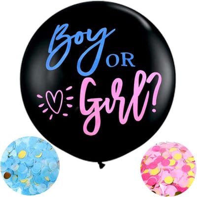 LoHa party® - Gender Reveal Ballon - Boy or Girl - Papieren Confetti - 90 cm