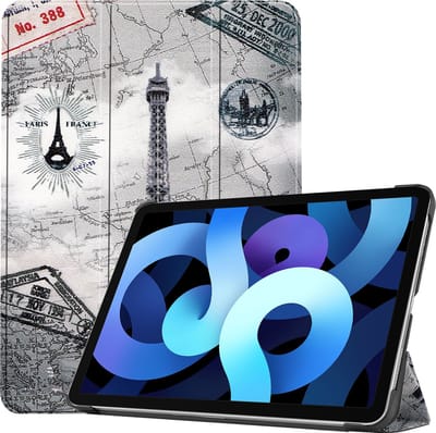 Hoesje - Geschikt voor Apple iPad Air 5 (2022) - 10.9 inch - 5e Generatie - M1 - Dun & Stevig - Hardcover Book Case - Trifold Bookcase Hoes - Hard Cover - Tablethoes - Eiffeltoren