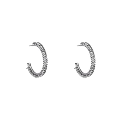 Go Dutch Label Oorringen roped sparkle rondje Zilver