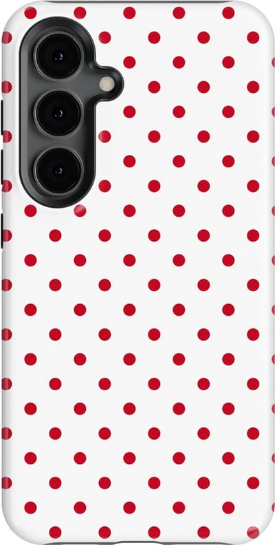 Polka Dots Hoesje Samsung Galaxy S24 | Geschikt Voor Mag | Stippen Design Backcover Samsung Galaxy S24 Cherry Dots
