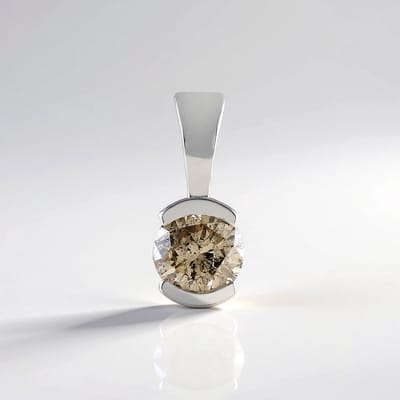 Cavill - Rhodium Zilver Hanger - I3 Champagne Diamant 0,45 ct - Ronde Briljant - Luxe Originele Sterlingzilver Sieraden Africa
