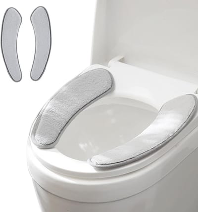 Dikke en warme toiletbril kussen - wasbare en herbruikbare mat voor de winter - comfortabele en beschermende toiletzitting met sterke hechting en dubbele klep gescheiden (grijs)