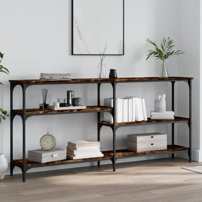 vidaXL - Wandtafel - 160x29x75 - cm - bewerkt - hout - gerookt - eikenkleurig