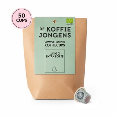 De Koffiejongens - geschikt voor Nespresso - grootverpakking Lungo Extra Forte - 50 composteerbare koffiecups - 100% biologische koffie