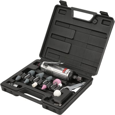 Pneumatische Slijpmachine - Polijstkit - Metaal Bewerken - Compact Lichtgewicht - 22cm - Grijs