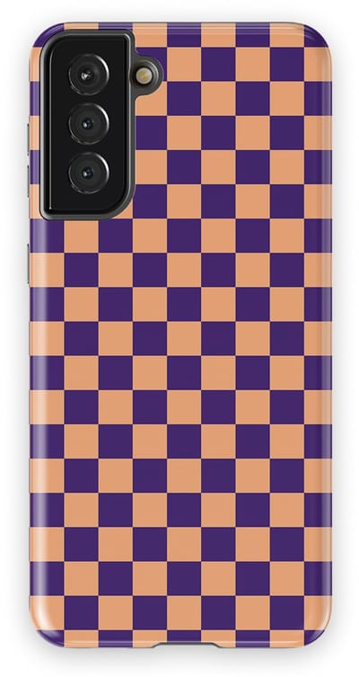 Design Hoesje Samsung Galaxy S21 Plus | Geschikt Voor Mag | Tiny Squares Checkered Print | Backcover Samsung Galaxy S21 Plus Pixel Peach