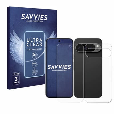 Savvies - Screenprotector voor Google Pixel 9 Pro (Voor+Achter) - Folie Beschermfolie transparant 6 Stuks