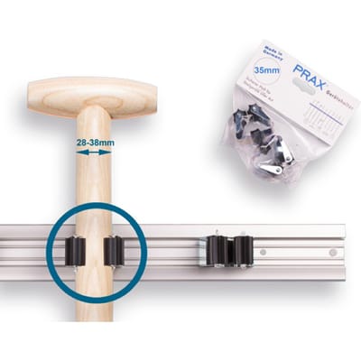 PRAX  Steelklem  Ø 35 mm voor stelen van 28 tot 38 mm.  Prijs per twee in blister.