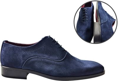 Stravers - Nette Herenschoenen Suéde Maat 47 Blauw Grote Maten Zakelijke Schoenen voor Heren