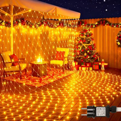 Rosnek Energiebesparend LED Lichtsnoer Buiten - 8 Lichtstanden Voor Tuin Lichtslinger - IP44 Waterdichte Classificatie Lichtslang - Feesten En Camping - Binnen - En Buitengebruik (L3xB2m, Geel licht)