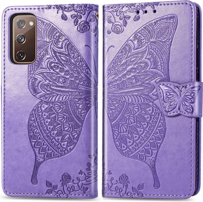 Bookcase geschikt voor Samsung Galaxy S20 FE - Paars - Vlinder - Portemonnee Hoesje