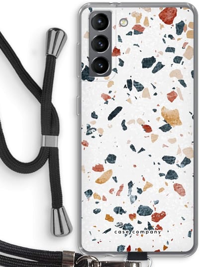 Case Company® - Hoesje met koord geschikt voor Samsung Galaxy S21 hoesje met Koord - Terrazzo N°4 - Telefoonhoesje met Zwart Koord - Bescherming aan alle Kanten en Over de Schermrand