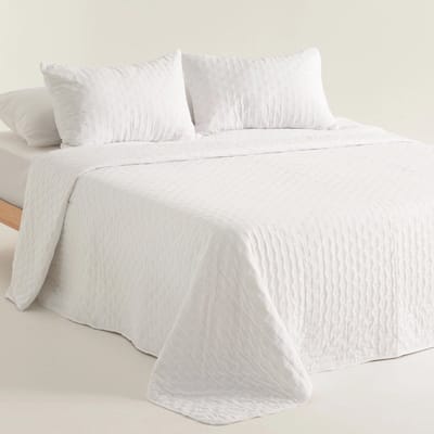 GAMUSI Nara Sprei - Gewatteerd - Superzacht - 180 x 270 cm + 2 Kussenslopen - Wit - Lichtgewicht Quilt - OEKO-TEX