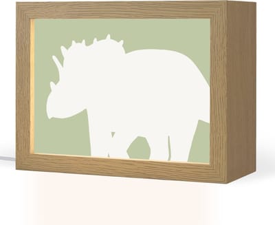 Nachtlampje 20x15 cm - Kinder lampje - Dino - Triceratops - Dinosaurus - Groen - Tafellamp kinderkamer - Slaapkamer lamp - Bedlamp kinderen - Kinderlampje stopcontact - Wandlamp babykamer - Nachtlampjes