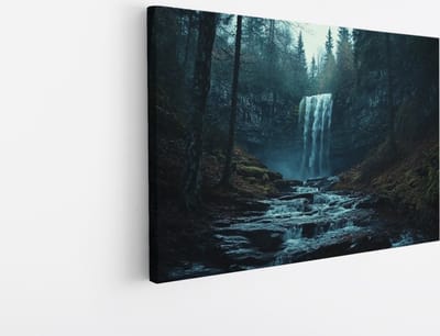 Saammp Canvas Schilderij - Natuur - Waterval - Ijsland - landschap - 45x30 - Foto op canvas - Wanddecoratie - Muurdecoratie Woonkamer - Slaapkamer decoratie - Canvas Print