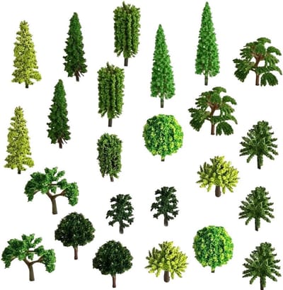 Miniatuur Bomen en Struiken Set van 60 Stuks voor DIY Landschappen, Modelbouw en Sand Table Decoratie, 12 Stijlen (2-6 cm)