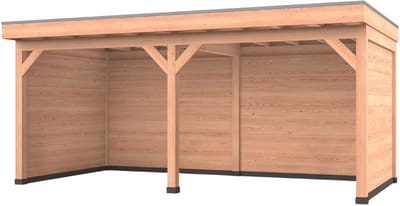 Douglas overkapping, 600 x 300, met achterwand en twee zijwanden, Westwood Comfort Premium