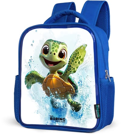NoBoringSuitcases.com® - Rugzak blauw - Schooltas jongens - Schildpad - Water - Groen - Kinder rugtas jongen - Boekentas kind - Kinderrugzak voor school - Schoolrugzak