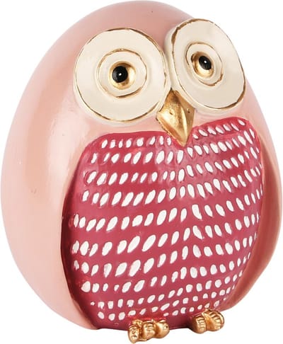Dekoratief | Uiltje 'Pacino', roze/goud, resina, 11x11x13cm | A250588