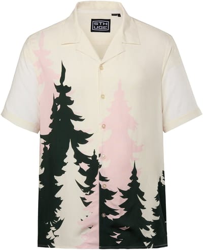 STHUGE - Heren - Overhemd halve mouw print all-over Cubaanse kraag boxy Fit - Off-white - Maat 3XL
