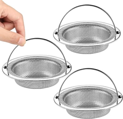 Roestvrijstalen Afvoerzeef Set van 3 voor Keuken en Douche - Haarfilter en Afvoerbescherming voor Badkuip en Gootsteen