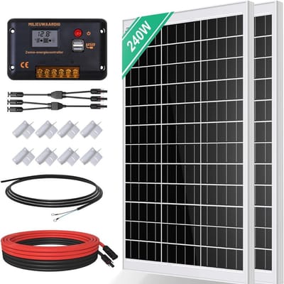 Thuys – Zonnepanelen Compleet Pakket – Plat Dak – Met Stekker – 2 Panelen – Energiebesparend