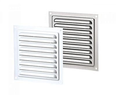 Ventilatierooster 150 x 150 mm - Wit met Insectennet voor Afvoer- en Toevoer van Lucht
