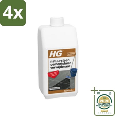 HG Natuursteen Cement & Kalksluier Verwijderaar 1 liter - Voordeelverpakking - 4 stuks - Kalksluier verwijderen - Marmer schoonmaken