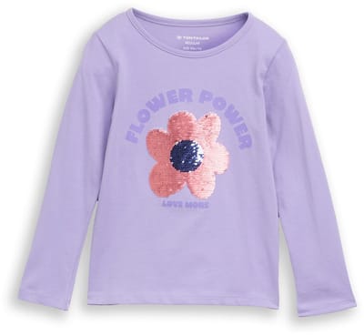 Tom Tailor - T-shirt met lange mouwen en omkeerbare pailletten - Maat 92/98 - sweet purple