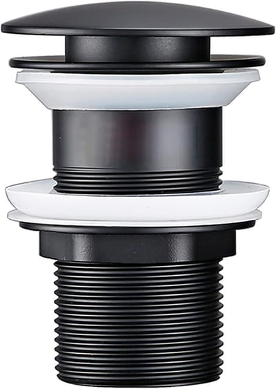 Afvoerstop - Stopkraan Waskom - Badkamer Afvoer - Zonder Overloop - 66mm Diameter - Zwart