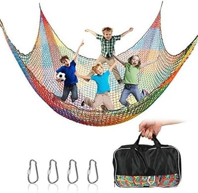 Veiligheidsnet Kinderen - Valbeveiliging Net - Speeltoestellen Beveiligen - Dubbellaags Polyester - 100 x 300 cm - Regenboog