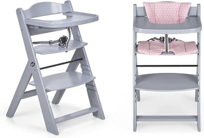 Houten Kinderstoel 2-in-1 Evolutieve Hoge Stoel voor Baby's en Kinderen | Ergonomisch, Verstelbaar en Veilig | Afneembaar Dienblad
