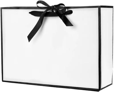 Papieren Draagtas - Geschenkverpakking Tas - Cadeaus Presenteren - Met Strik Lint - 40x28x12CM - Wit
