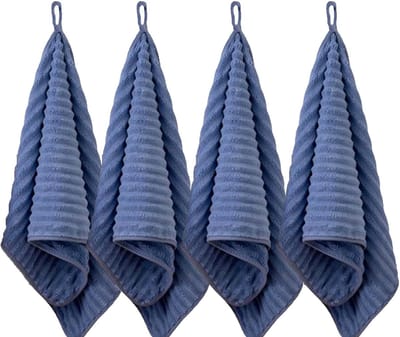 Daity Set van 4 microvezel handdoeken - geschikt voor de badkamer en kerstversiering - sneldrogende kleine handdoekenset - formaat 75*35 cm