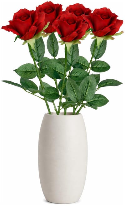 Mica Decorations Kunstbloem Roos Rubina - 4x - H62 cm - rood - kunststof - stelen kunstbloemen - boeket - rozen bloemetjes
